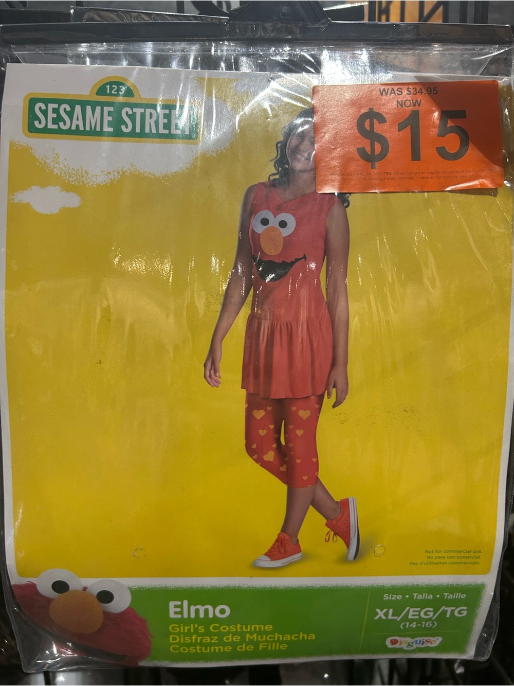 Sesame Street Elmo Girls Costume in Red and Orange